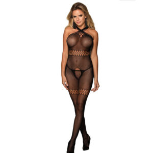 SUBBLIME – 951948 BODYSTOCKING DE REDE COM ALAS DE PESCOO CRUZADAS PRETO TAMANHO ÚNICO