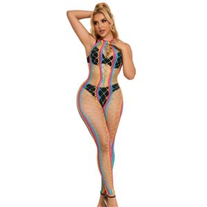 SUBBLIME – 952358 RAINBOW HALTER NECK FISHNET VESTIDO TAMANHO ÚNICO