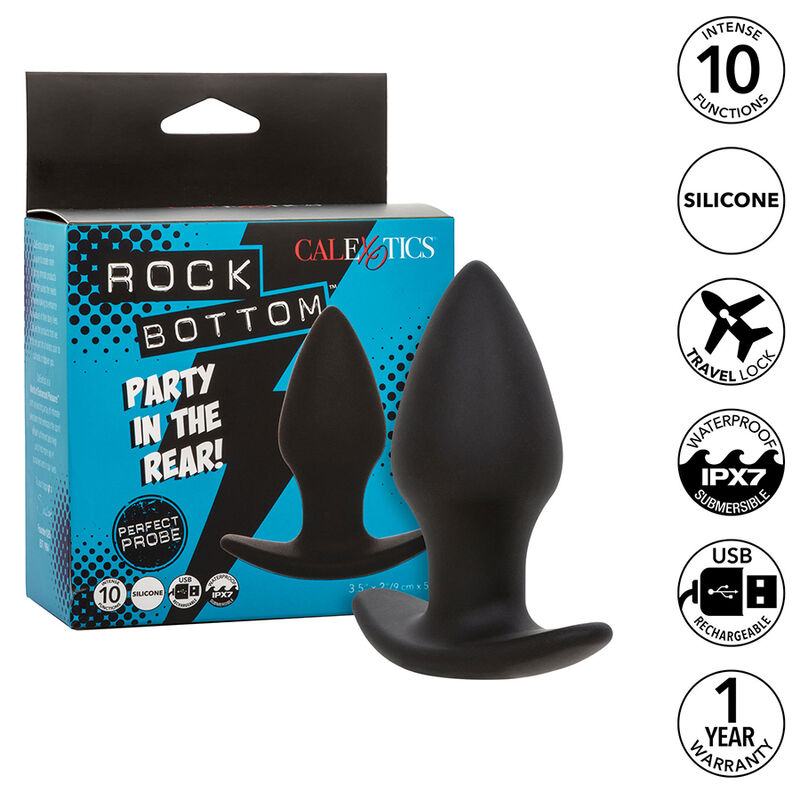 Mercadox CALEXOTICS - ROCK BOTTOM PLUG ANAL PERFEITO 10 VIBRAÇÕES SILICONE PRETO