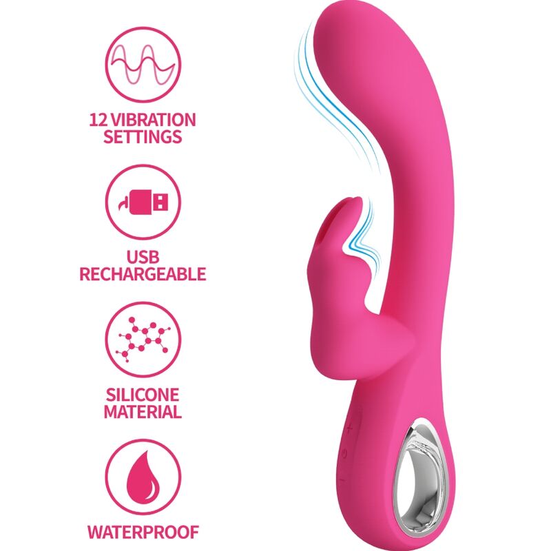 Mercadox PRETTY LOVE - NOVAK RABBIT VIBRADOR 12 VIBRAÇÕES ROSA