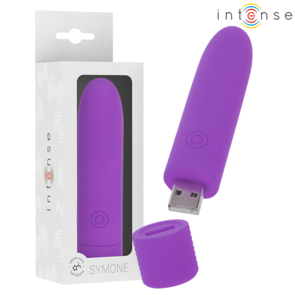 Mercadox INTENSE - SYMONE  USB RECARREGÁVEL VIBRATÓRIA BULLET 8 VIBRAÇÕES ROXO 10 X 2