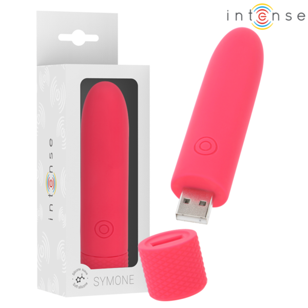 Mercadox INTENSE - SYMONE USB RECARREGÁVEL VIBRATÓRIA BULLET 8 VIBRAÇÕES VERMELHO 10 X 2