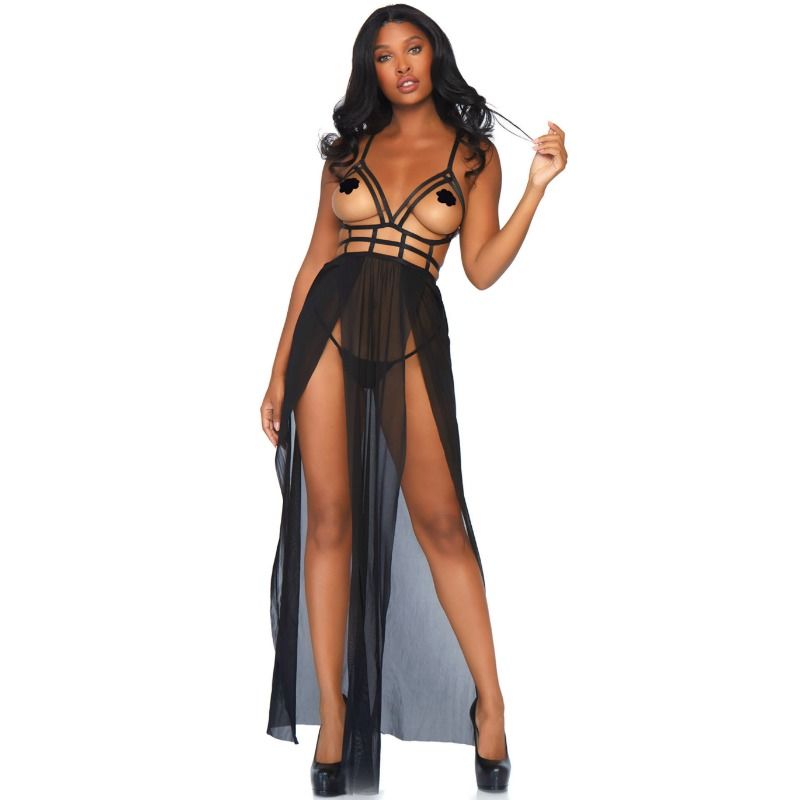 Mercadox LEG AVENUE - VESTIDO MAXI CAGE E TANGA S/M