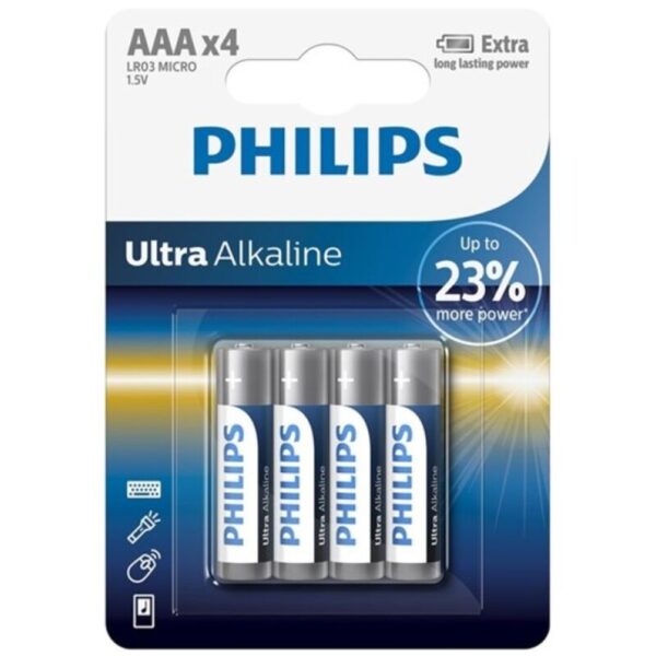 Mercadox PHILIPS - BATERIA ULTRA ALCALINA AAA LR03 4 UNIDADE