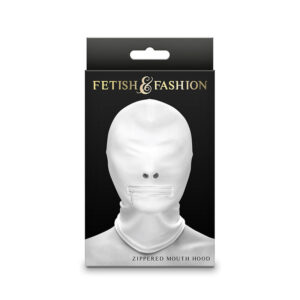 NS NOVELTIES – FETISH & FASHION FECHADO BOCA COM ZÍPER CAPUZ NYLON BRANCO