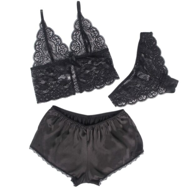 SUBBLIME - 953928 CAMISOLA DE SEDA E RENDA + CALCINHA PRETA L/XL - Image 3