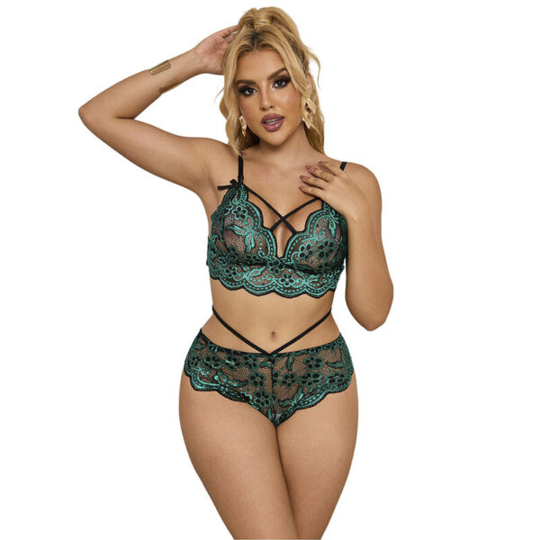 Mercadox SUBBLIME - 954093 SUTIÃ + CALCINHA RENDA VERDE L/XL