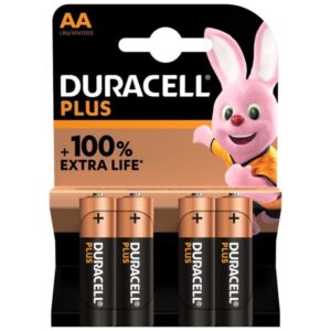 DURACELL – PLUS POWER 100 BATERIA ALCALINA AA LR6 4 UNIDADE