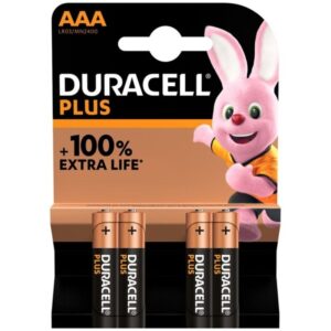 DURACELL – BATERIA ALCALINA PLUS POWER 100 AAA LR03 4 UNIDADE