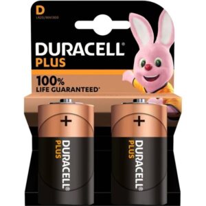 DURACELL – BATERIA ALCALINA PLUS POWER 100 D LR20 2 UNIDADES