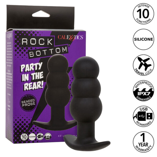 Mercadox CALEXOTICS - ROCK BOTTOM PLUG ANAL COM ESFERAS 10 VIBRAÇÕES SILICONE PRETO