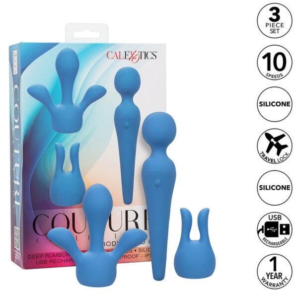 Mercadox CALEXOTICS - COUTURE KIT VIBRADOR WAND 10 VIBRAÇÕES AZUL