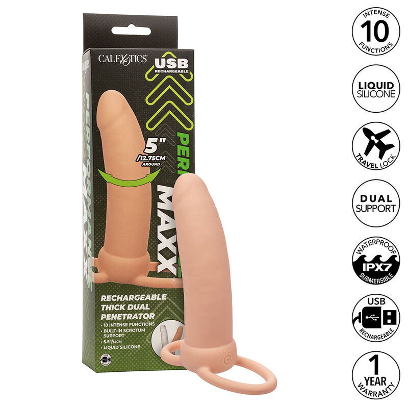Mercadox CALEXOTICS - MAXX THICK DUAL PENETRATOR 10 VIBRAÇÕES CARNE