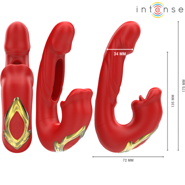 INTENSE - NATHY DUPLO VIBRADOR COM BOCA MULTIFUNCIONAL ESTIMULANTE VERMELHO - Image 3