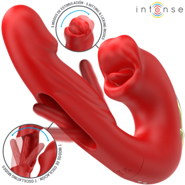 INTENSE - NATHY DUPLO VIBRADOR COM BOCA MULTIFUNCIONAL ESTIMULANTE VERMELHO - Image 2