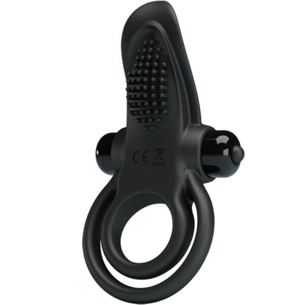 Mercadox PRETTY LOVE - ANEL VIBRATÓRIO DUPLO + ESTIMULADOR DE CLITÓRIS 10 VIBRAÇÕES PRETO