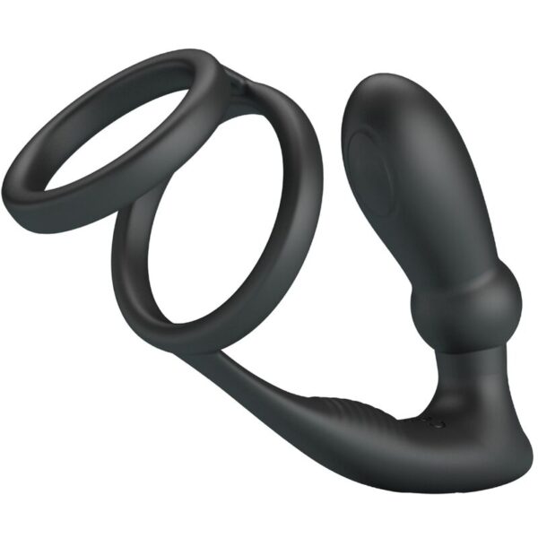 Mercadox PRETTY LOVE - ANEL PENIS EMONI + PLUG ANAL 12 VIBRAÇÕES PRETO