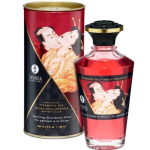 SHUNGA – ÓLEO DE MASSAGEM COM EFEITO CALOR DE MORANGOS E CAVA 100 ML