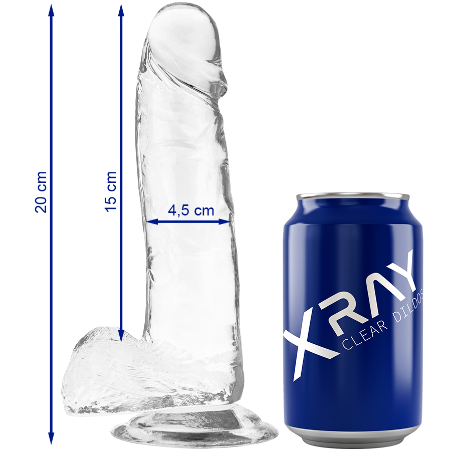 Mercadox X RAY - DILDO TRANSPARENTE COM BOLAS 20 CM -O- 4.5 CM