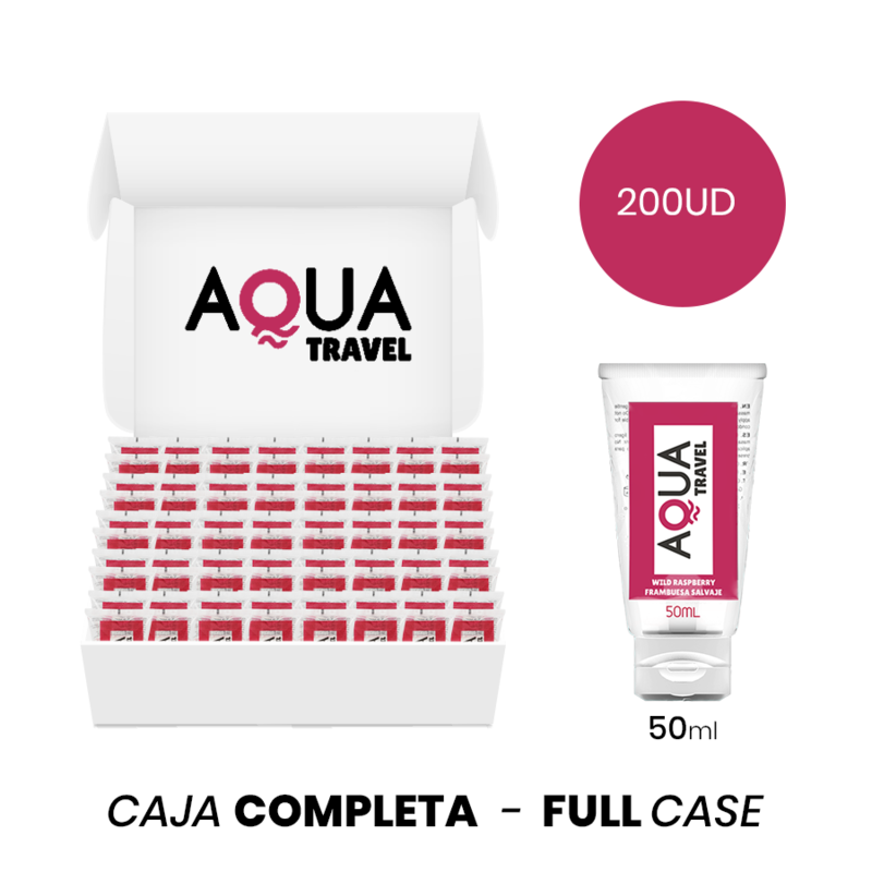 Mercadox MOQ 200 - AQUA TRAVEL LUBRIFICANTE À BASE DE ÁGUA SABOR DE FRAMBOESA SELVAGEM - 50 ML