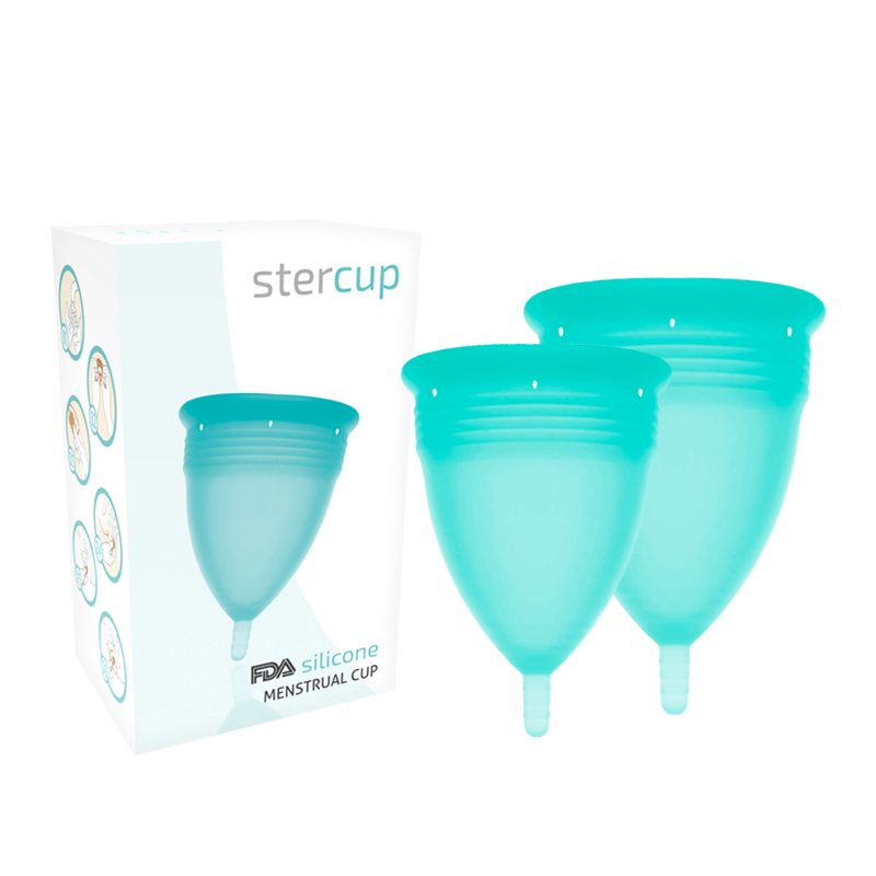 Mercadox STERCUP - PACOTE DE COPO MENSTRUAL DE SILICONE FDA TAMANHO S + L AQUAMARINE