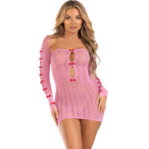 LEG AVENUE – VESTIDO CORAÇÃO E LAÇOS ROSA TAMANHO ÚNICO