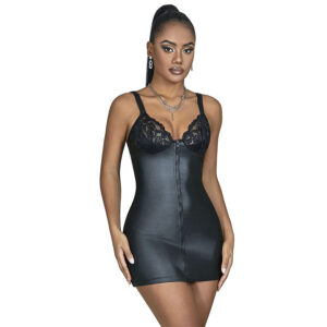 SUBBLIME – 957568 VESTIDO DE COURO COM ZÍPER PRETO S/M