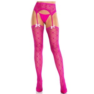 LEG AVENUE – MEIAS CORAÇÃO COM LIGAS MAGENTA