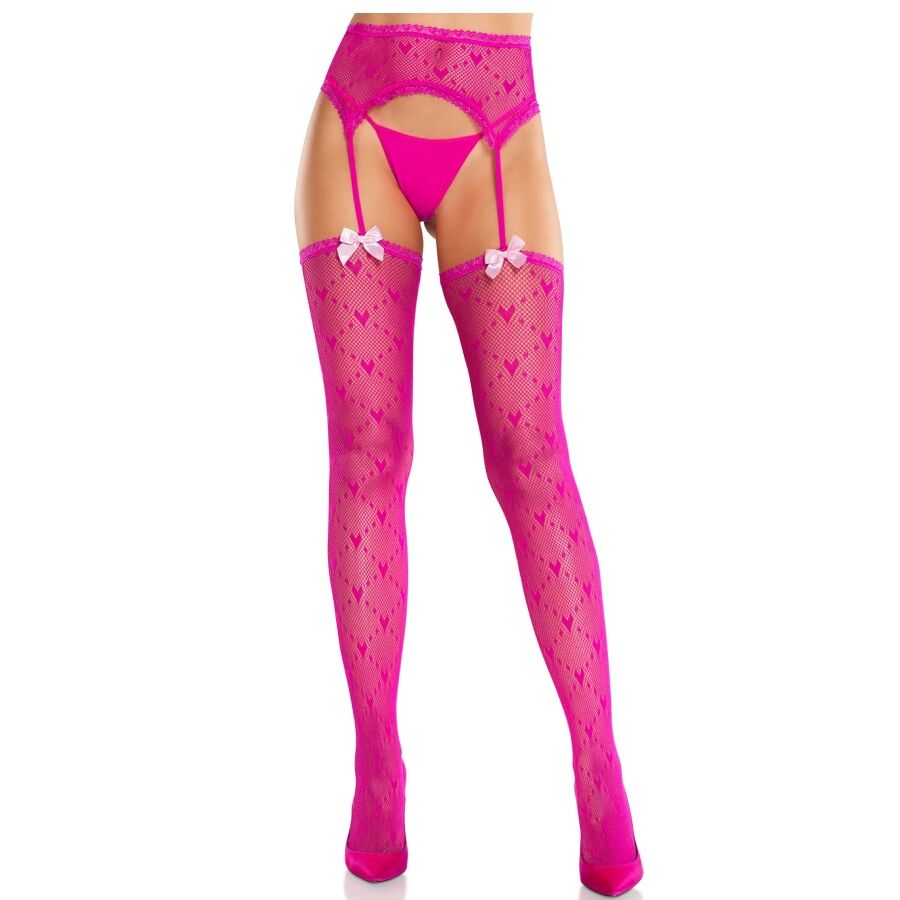 Mercadox LEG AVENUE - MEIAS CORAÇÃO COM LIGAS MAGENTA