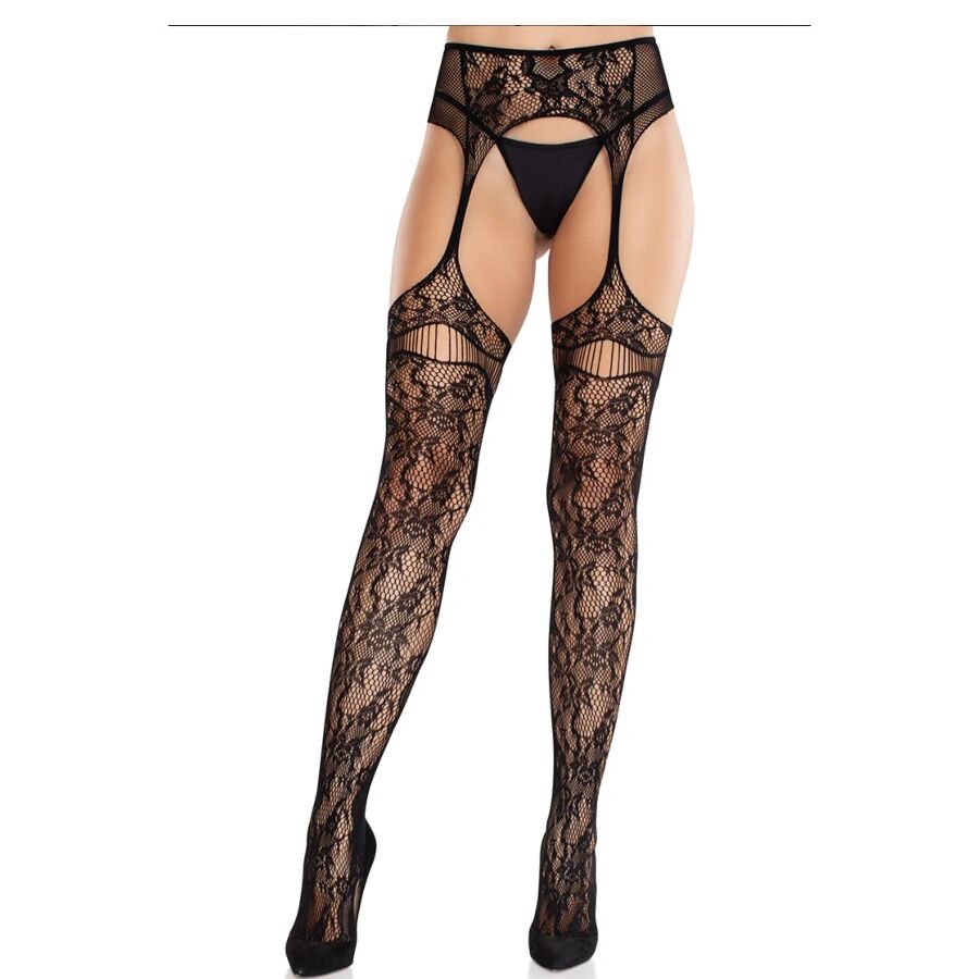 Mercadox LEG AVENUE - MEIAS DE RENDA COM LIGAS PRETAS