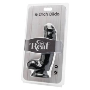 GET REAL – DILDO 12 CM COM BOLAS PRETO