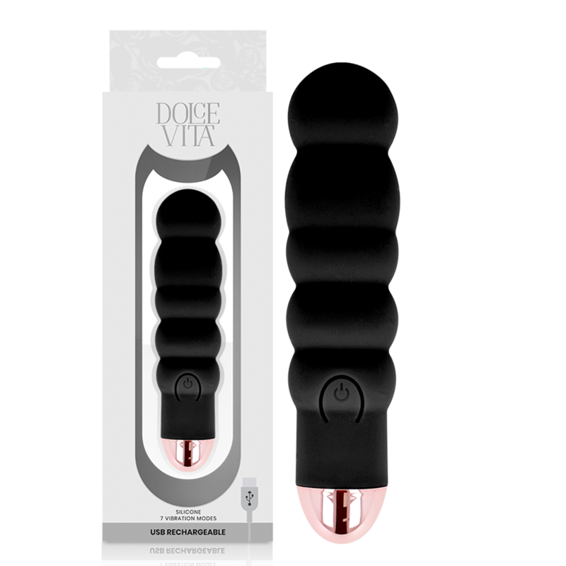 Mercadox DOLCE VITA - VIBRADOR RECARREGÁVEL SEIS PRETO 7 VELOCIDADES