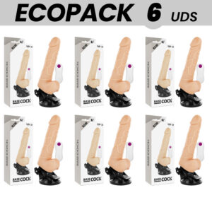 ECOPACK 6 UNIT – BASECOCK VIBRADOR REALISTA CONTROLE REMOTO NATURAL COM TESTÍCULOS 19.5 CM -O- 4 CM