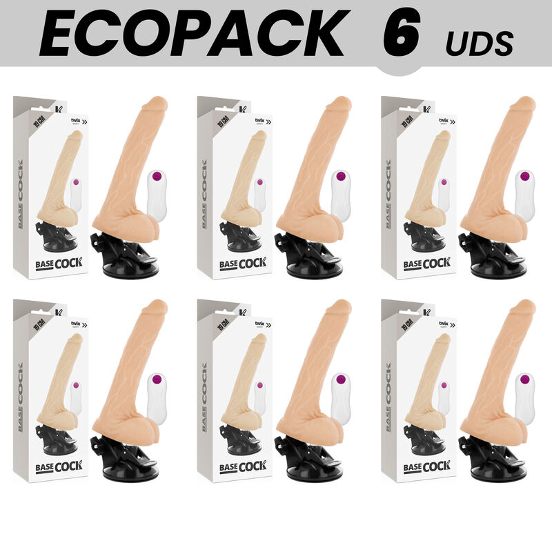 Mercadox ECOPACK 6 UNIT - BASECOCK VIBRADOR DE CONTROLE REMOTO NATURAL REALISTA 19 CM -O- 4 CM