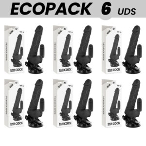 ECOPACK 6 UNIT – BASECOCK CONTROLE REMOTO VIBRADOR REALÍSTICO PRETO 18.5 CM -O- 4CM