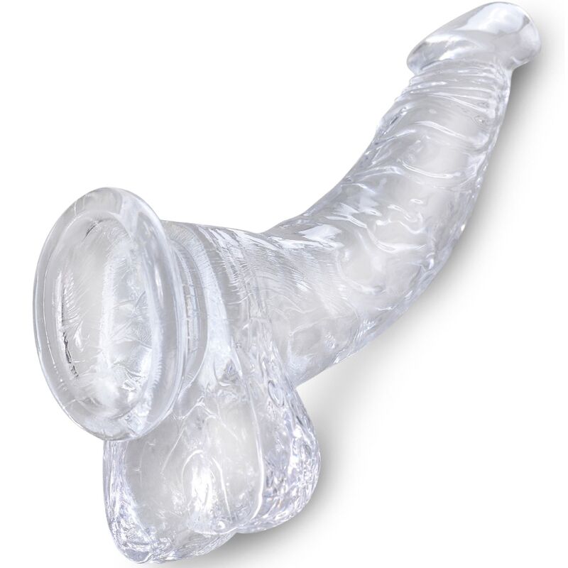 KING COCK - CLEAR PÊNIS CURVADO REALISTA COM BOLAS 16.5 CM TRANSPARENTE - Image 3