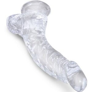 KING COCK – CLEAR PÊNIS CURVADO REALISTA COM BOLAS 16.5 CM TRANSPARENTE