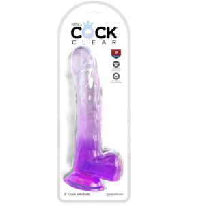 KING COCK – CLEAR DILDO COM TESTÍCULOS 20.3 CM ROXO