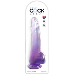 KING COCK – CLEAR DILDO COM TESTÍCULOS 19 CM ROXO