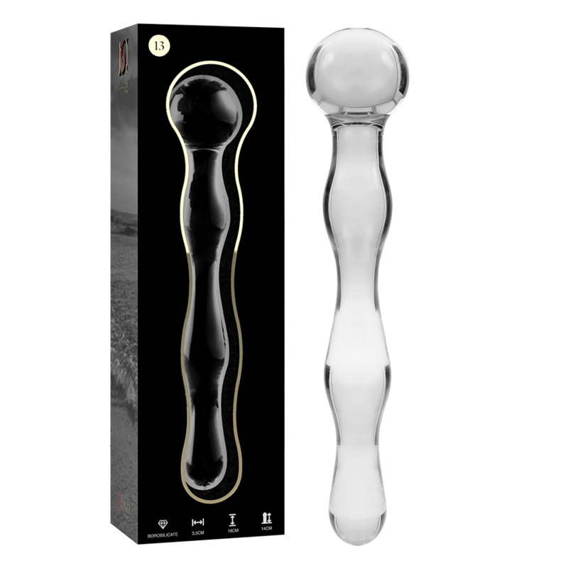 Mercadox NEBULA SERIES BY IBIZA - MODELO 13 DILDO VIDRO BOROSILICADO TRANSPARENTE 18 CM -O- 3.5 CM