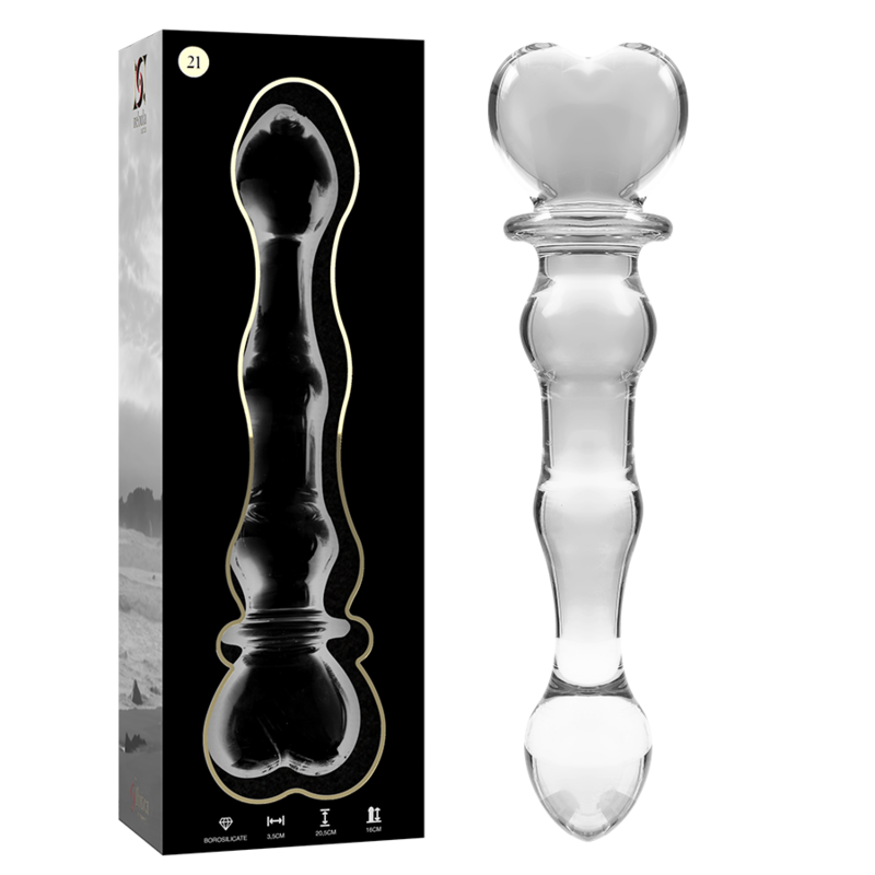 Mercadox NEBULA SERIES BY IBIZA - MODELO 21 DILDO VIDRO BOROSILICADO TRANSPARENTE 20.5 CM -O- 3.5 CM
