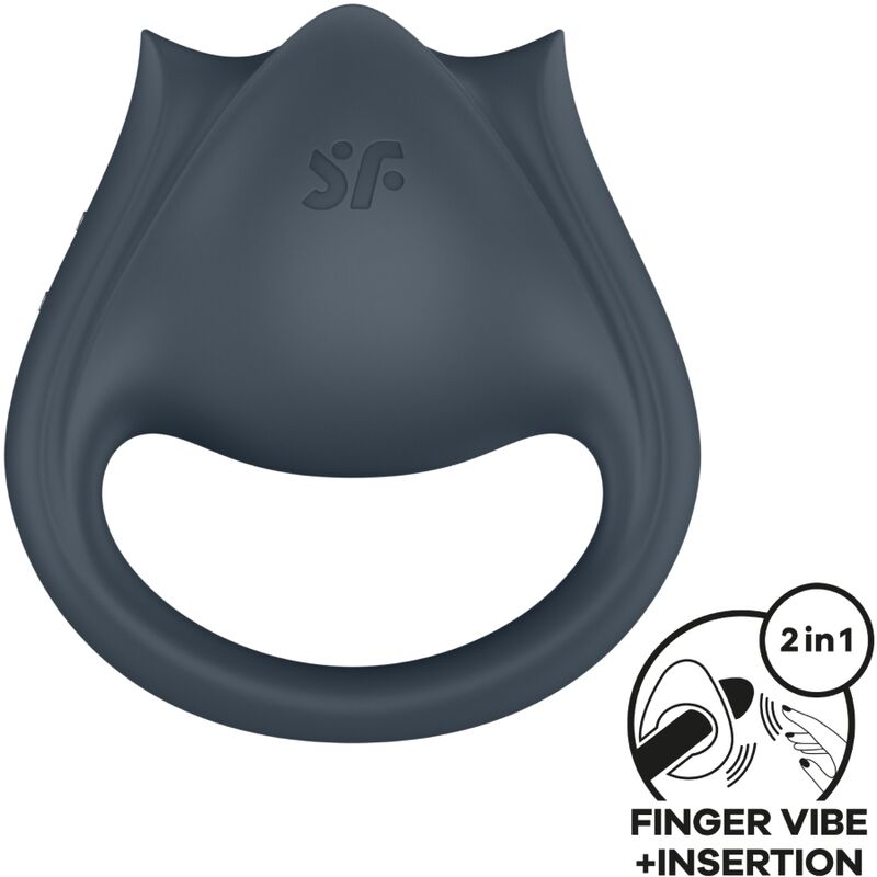 Mercadox SATISFYER - PERFECT PAIR 2 MULTIVIBRANTES 2 EM 1 ANEL PARA PÊNIS E ESTIMULADOR DE DEDO CINZA