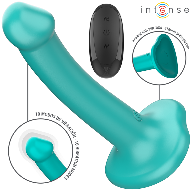 Mercadox INTENSE - VIBRADOR KATIE COM VENTOSA 10 VIBRAÇÕES CONTROLE REMOTO AZUL