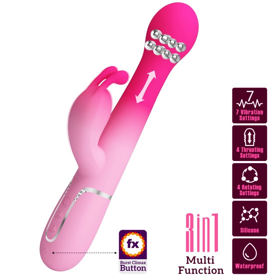Mercadox PRETTY LOVE - DEJON 3 EM 1 MULTIFUNCIONAL RABBIT VIBRADOR ROSA
