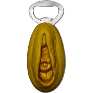 DIABLO PICANTE – ABRIDOR DE PRATA COM FORMATO DE VAGINA DOURADA