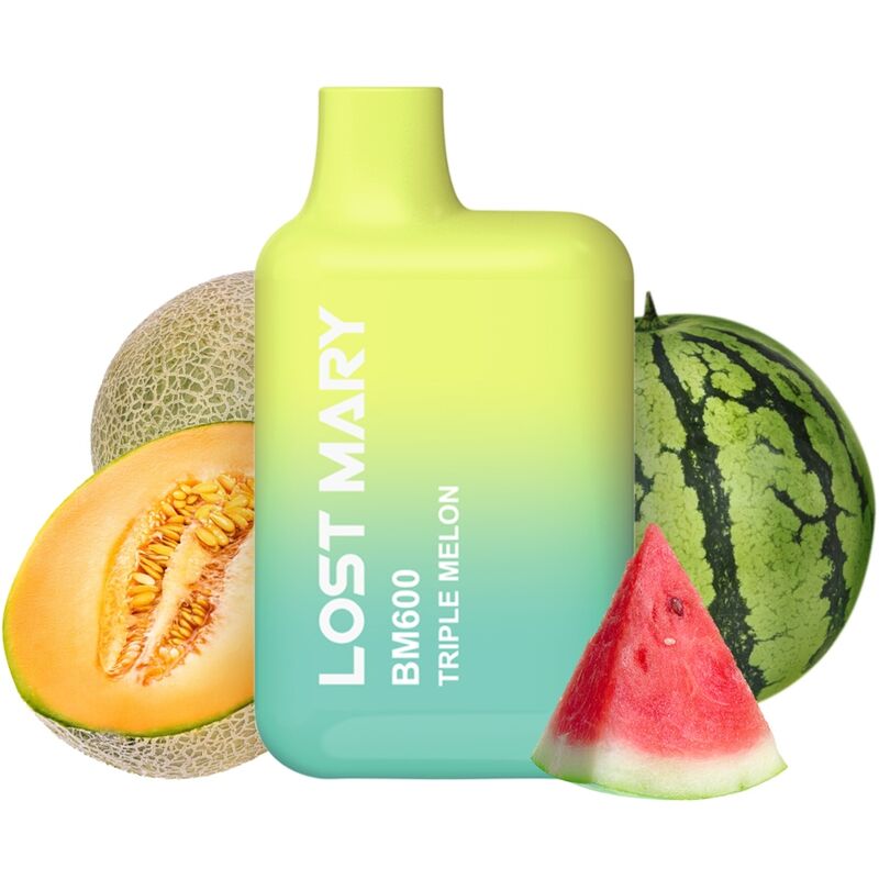 LOST MARY - (EXPOSITOR PROFESSIONAL PACK -10 UNIDADES) BM600 NICOTINE VAPER 2% DESCARTÁVEL TRIPLE MELÃO - Image 2