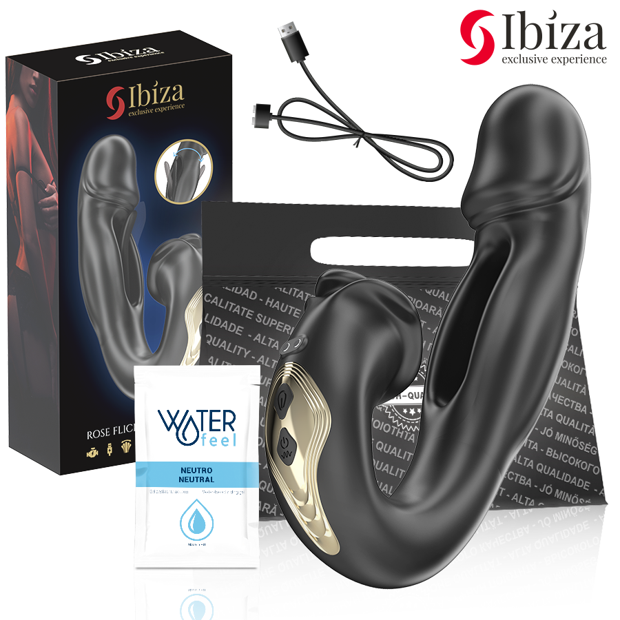 Mercadox IBIZA - VIBRADOR ROSA COM EFEITO DE FLICKING E ESTIMULADOR DE CLITÓRIS