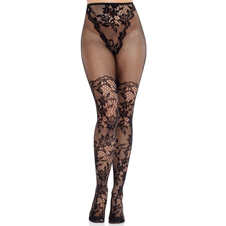 Mercadox LEG AVENUE - MEIAS DE RENDA DÁLIA COM DETALHE DE REDE PRETAS