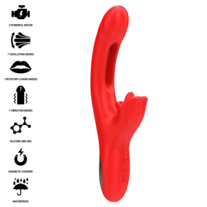 INTENSE – JESSICA MULTIFUNCIONAL VIBRADOR ESTIMULAÇÃO DO CLITÓRIS 24,8 CM VERMELHO