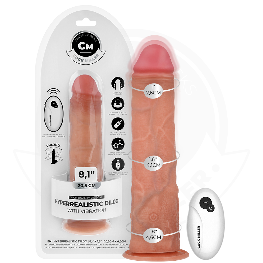 Mercadox COCK MILLER - DILDO REALISTA COM VENTOSA E CONTROLE REMOTO VIBRAÇÃO 20